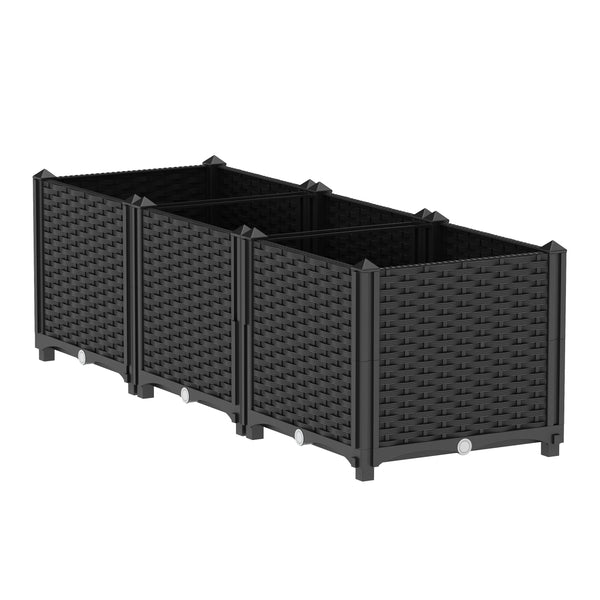 Hochbeet Rattan 120 x 40 x 38 cm schwarz