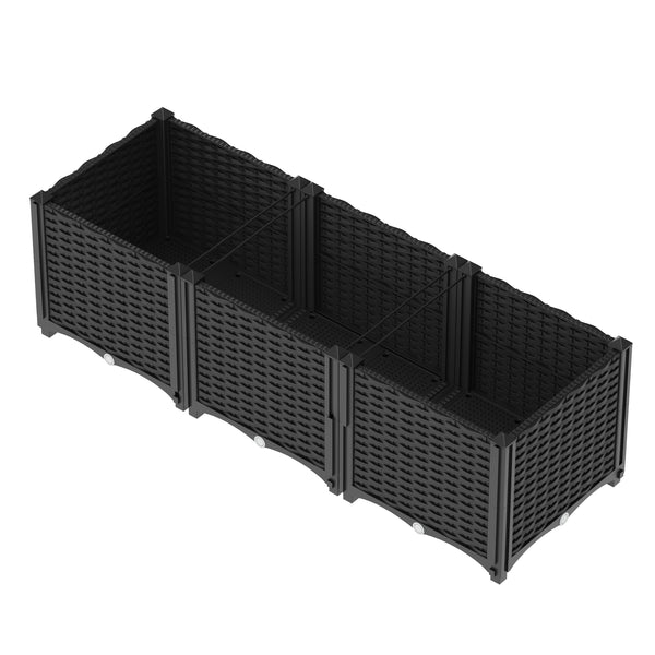 Hochbeet Rattan 120 x 40 x 38 cm schwarz
