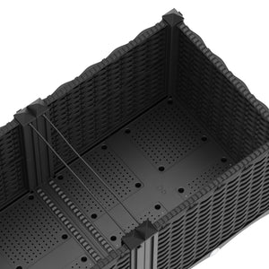 Hochbeet Rattan 120 x 40 x 38 cm schwarz