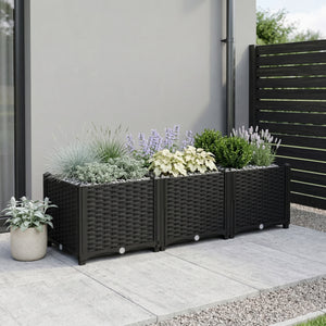 Hochbeet Rattan 120 x 40 x 38 cm schwarz