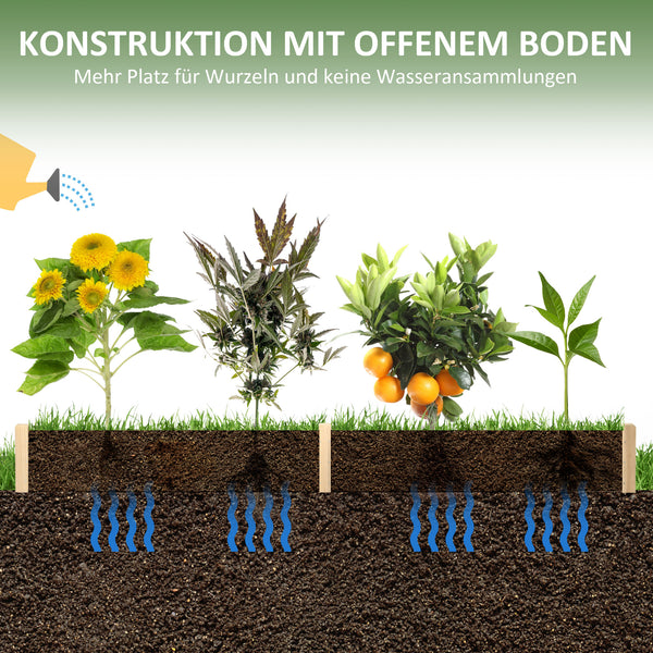 Hochbeet 2 Pflanzbereiche mit Vlies 244x61.5x27cm