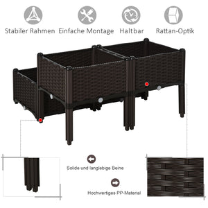 Hochbeet 4er Pflanzkasten Rattan-Optik 40x40x44cm