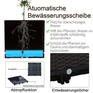Hochbeet 4er Pflanzkasten Rattan-Optik 40x40x44cm