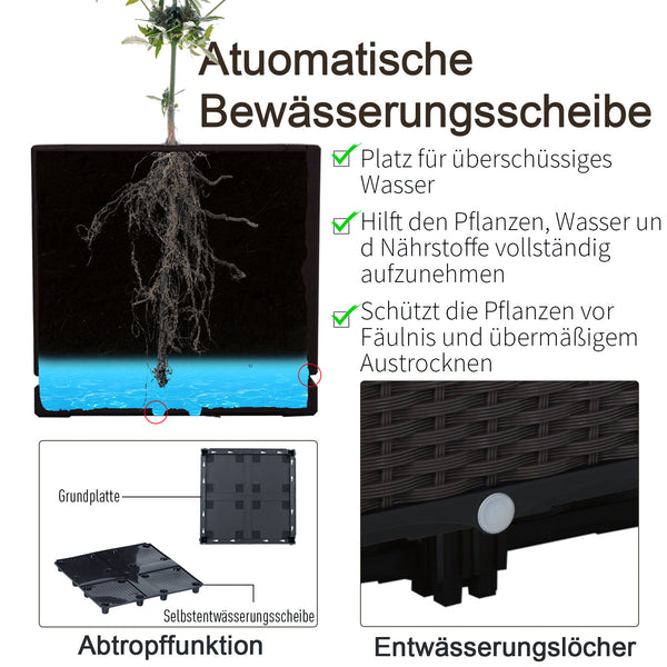 Hochbeet 4er Pflanzkasten Rattan-Optik 40x40x44cm