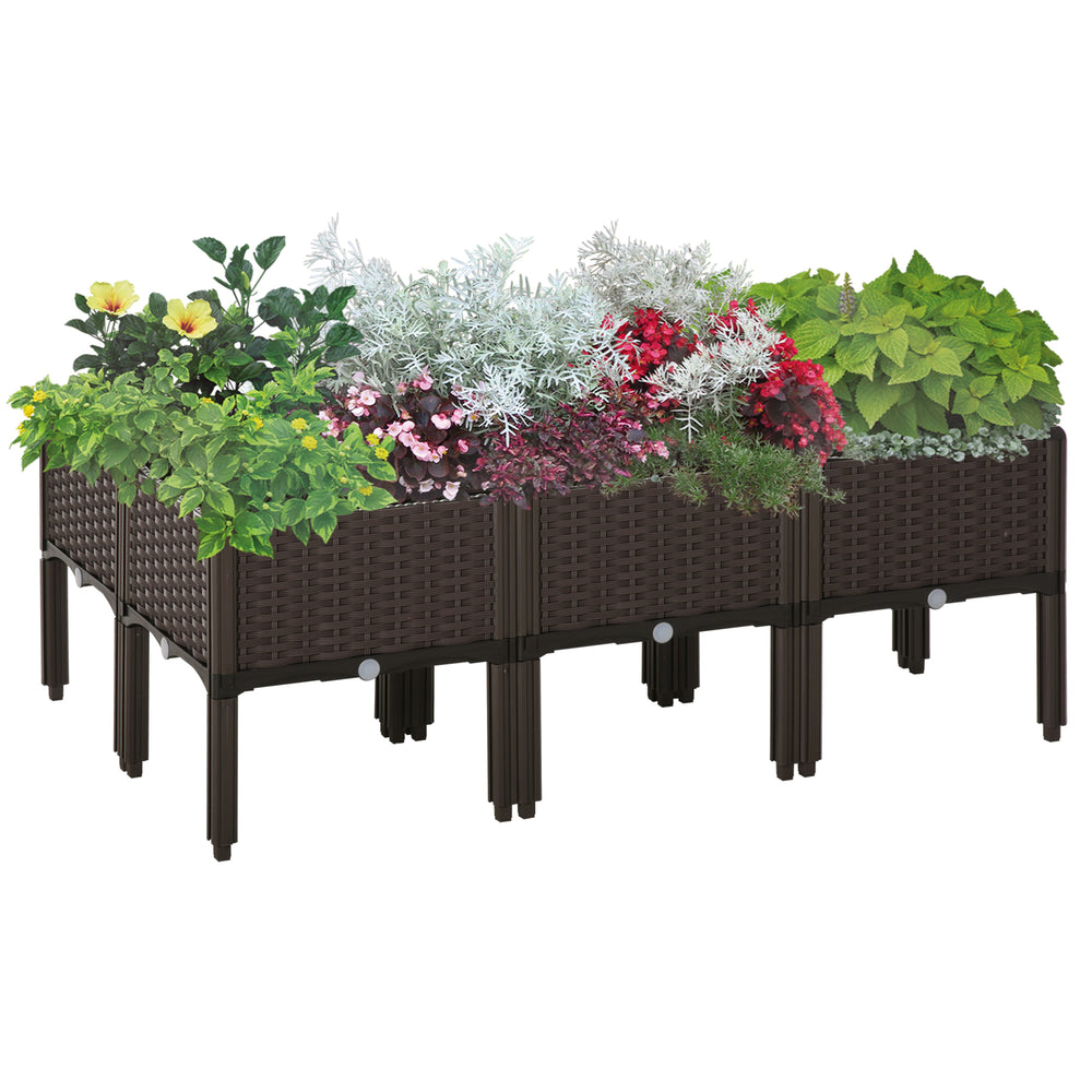 Jardinière surélevée, ensemble de 6 pièces. Bac à fleurs avec trous de drainage, 40 x 40 x 44 cm