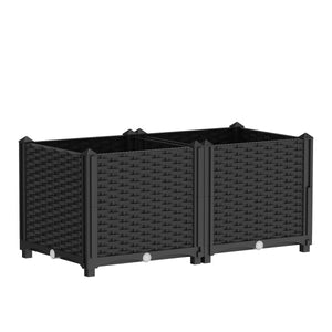 Hochbeet Rattan 80 x 40 x 38 cm schwarz