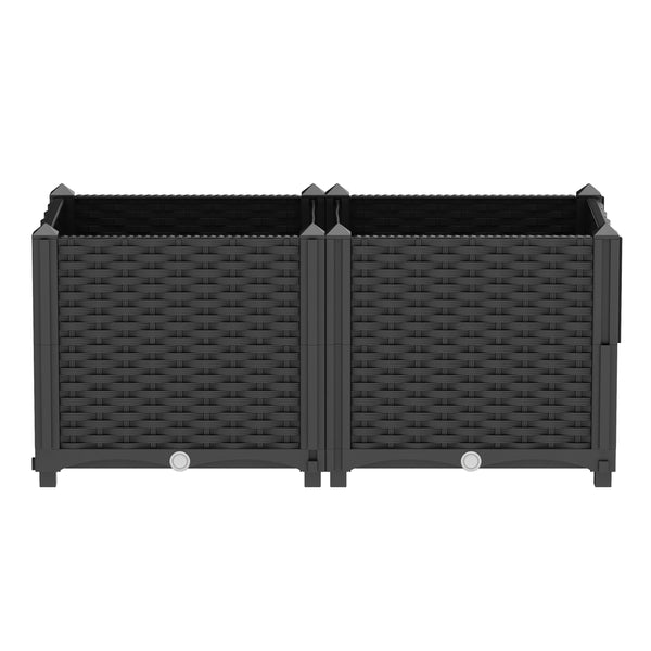 Hochbeet Rattan 80 x 40 x 38 cm schwarz
