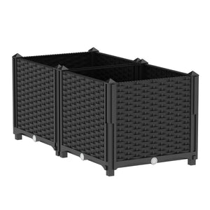 Hochbeet Rattan 80 x 40 x 38 cm schwarz