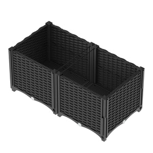 Hochbeet Rattan 80 x 40 x 38 cm schwarz