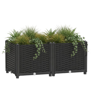 Hochbeet Rattan 80 x 40 x 38 cm schwarz