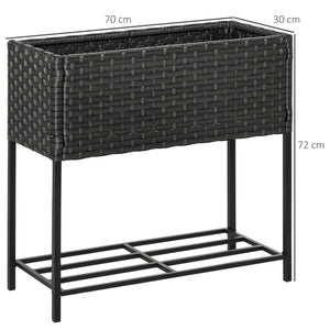Hochbeet Blumenkasten Poly Rattan 70x30x72cm