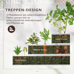 Hochbeet Kräuterbeet 3 Etagen Stahl 118x118x62cm