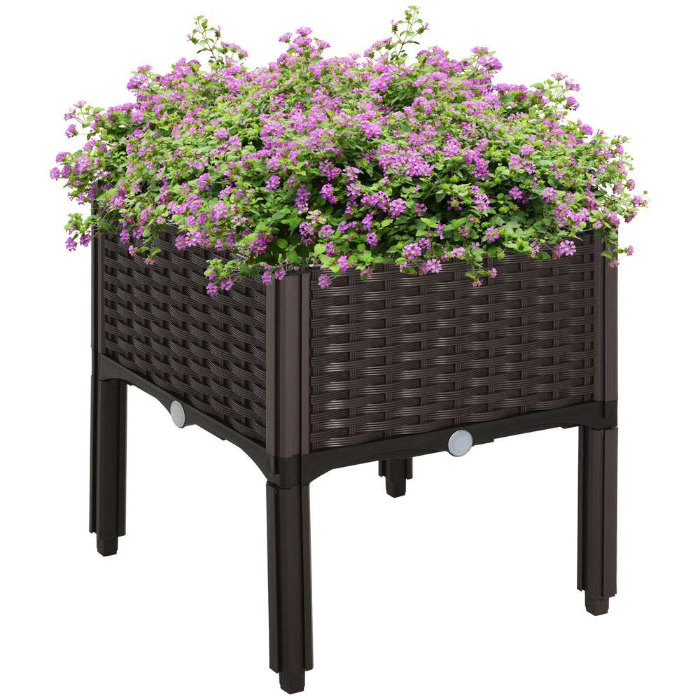Jardinière surélevée aspect rotin 40x40x44cm