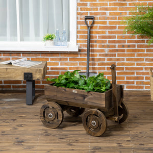 Hochbeet Pflanzkasten im Holzwagen Pflanzwagen fahrbar