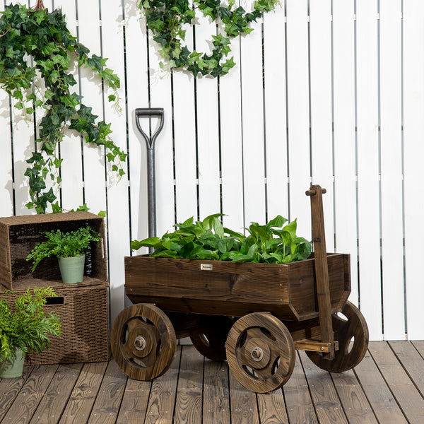 Hochbeet Pflanzkasten im Holzwagen Pflanzwagen fahrbar