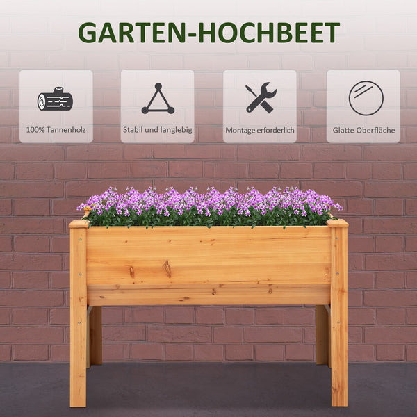 Hochbeet mit Vliesstofftuch Holz 124x60x81cm
