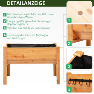 Hochbeet mit Vliesstofftuch Holz 124x60x81cm