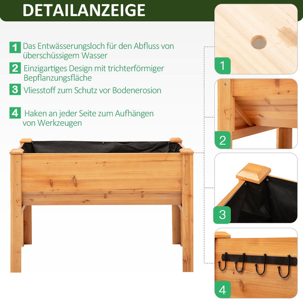 Hochbeet mit Vliesstofftuch Holz 124x60x81cm