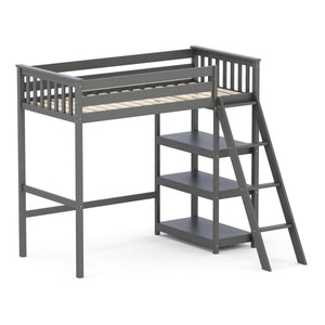 Hochbett mit Regal AGGELOS 90 x 200 cm grau