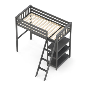 Hochbett mit Regal AGGELOS 90 x 200 cm grau