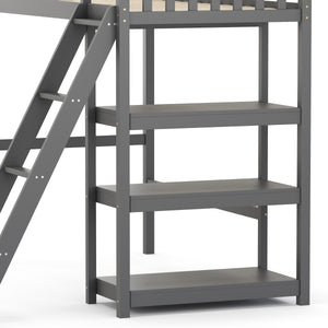 Hochbett mit Regal AGGELOS 90 x 200 cm grau