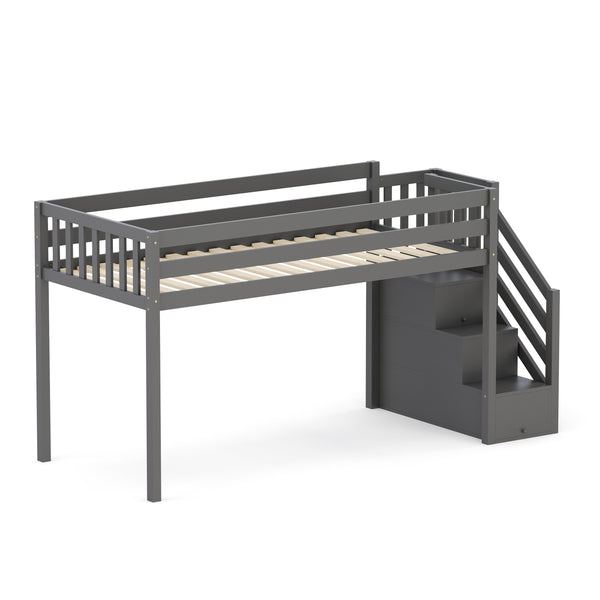 Hochbett mit Stauraum ONEIRO 90 x 200 cm grau