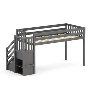 Hochbett mit Stauraum ONEIRO 90 x 200 cm grau