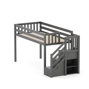 Hochbett mit Stauraum ONEIRO 90 x 200 cm grau