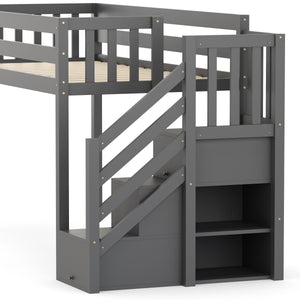 Hochbett mit Stauraum ONEIRO 90 x 200 cm grau