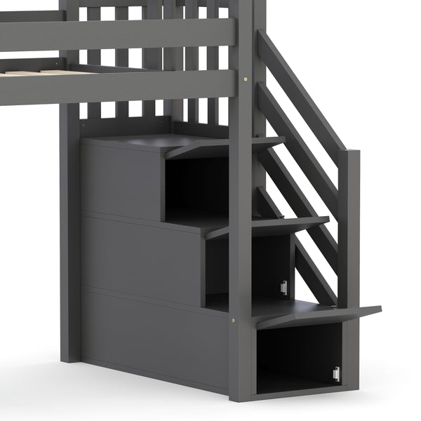 Hochbett mit Stauraum ONEIRO 90 x 200 cm grau