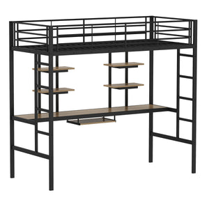 Hochbett mit Schreibtisch Metall LULU 90 x 200 cm schwarz