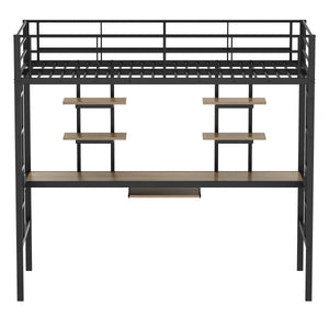 Hochbett mit Schreibtisch Metall LULU 90 x 200 cm schwarz