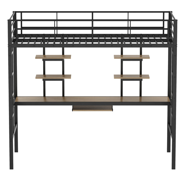 Hochbett mit Schreibtisch Metall LULU 90 x 200 cm schwarz