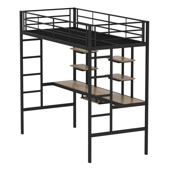Hochbett mit Schreibtisch Metall LULU 90 x 200 cm schwarz