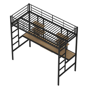 Hochbett mit Schreibtisch Metall LULU 90 x 200 cm schwarz