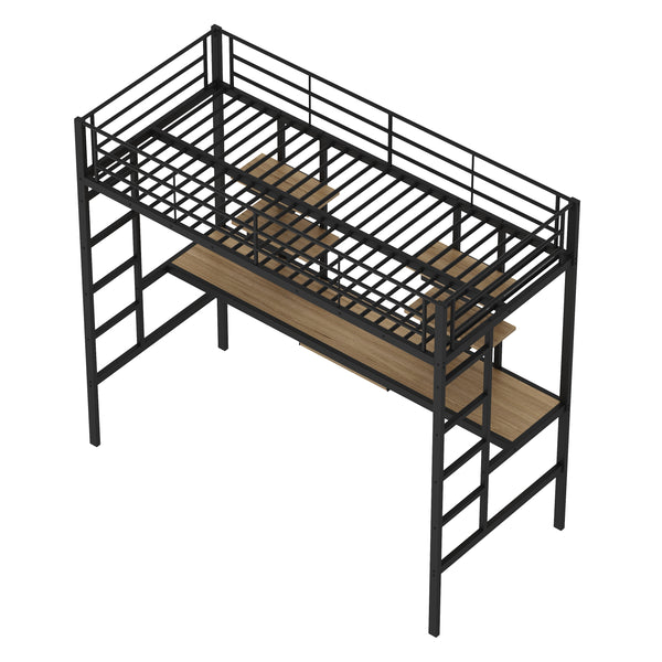 Hochbett mit Schreibtisch Metall LULU 90 x 200 cm schwarz