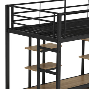 Hochbett mit Schreibtisch Metall LULU 90 x 200 cm schwarz
