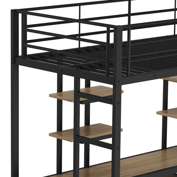 Hochbett mit Schreibtisch Metall LULU 90 x 200 cm schwarz