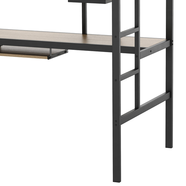 Hochbett mit Schreibtisch Metall LULU 90 x 200 cm schwarz