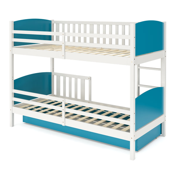 Etagenbett mit Stauraum JOHNNY 90 x 200 cm blau/weiss