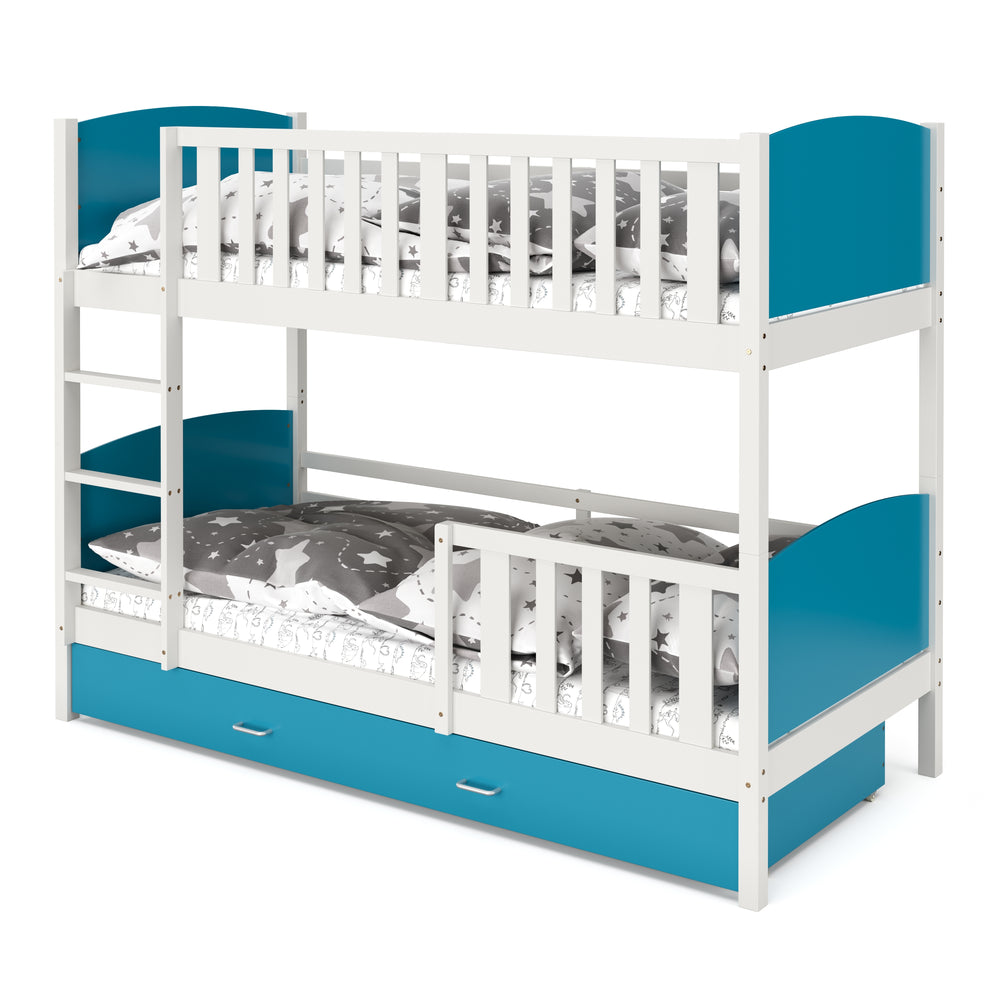 Bunk bed with storage space JOHNNY 90 x 200 cm blue/white
