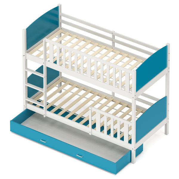 Etagenbett mit Stauraum JOHNNY 90 x 200 cm blau/weiss