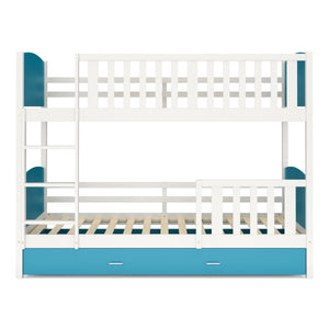 Etagenbett mit Stauraum JOHNNY 90 x 200 cm blau/weiss