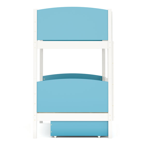 Etagenbett mit Stauraum JOHNNY 90 x 200 cm blau/weiss