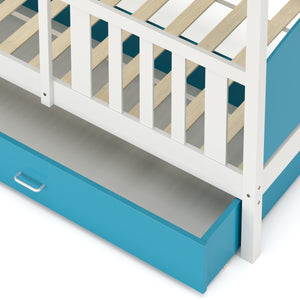 Etagenbett mit Stauraum JOHNNY 90 x 200 cm blau/weiss