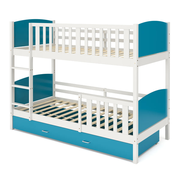 Etagenbett mit Stauraum JOHNNY 90 x 200 cm blau/weiss