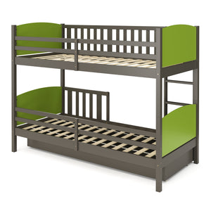 Etagenbett mit Stauraum JOHNNY 90 x 200 cm grün/grau