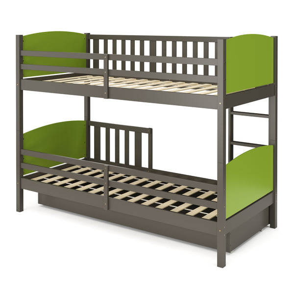 Etagenbett mit Stauraum JOHNNY 90 x 200 cm grün/grau
