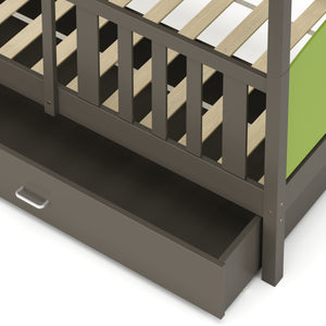 Etagenbett mit Stauraum JOHNNY 90 x 200 cm grün/grau