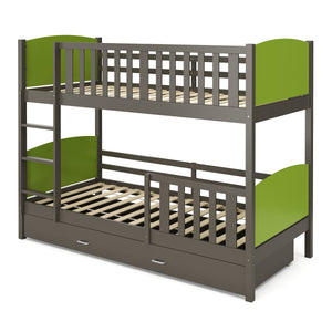 Etagenbett mit Stauraum JOHNNY 90 x 200 cm grün/grau